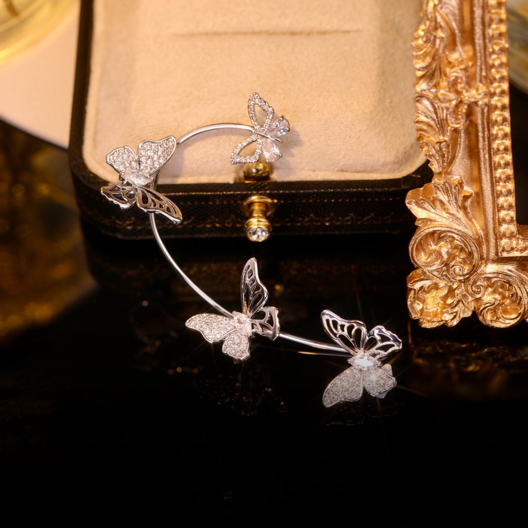 Chrome Butterfly Ear Cuffs