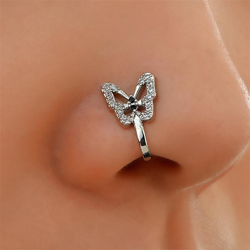 Double Butterfly Nose Clip Nose Cuff, Nose Ring, Nose Clip, Non Piercing  Body Jewelry, Unique Nose Ring, Stud Nose Ring, Nose Cuff 